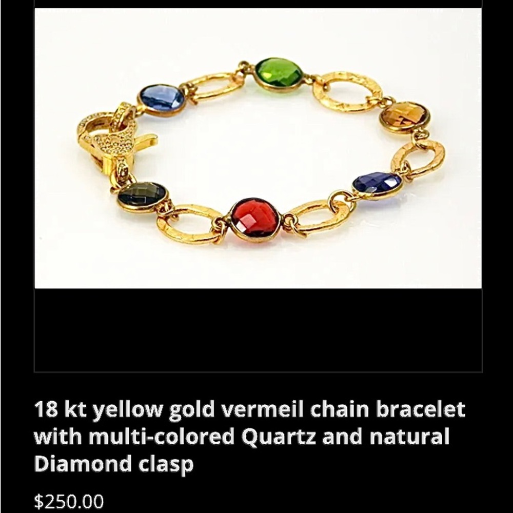 Sterling silver, 18 karat yellow gold vermeil, and all natural gemstones.